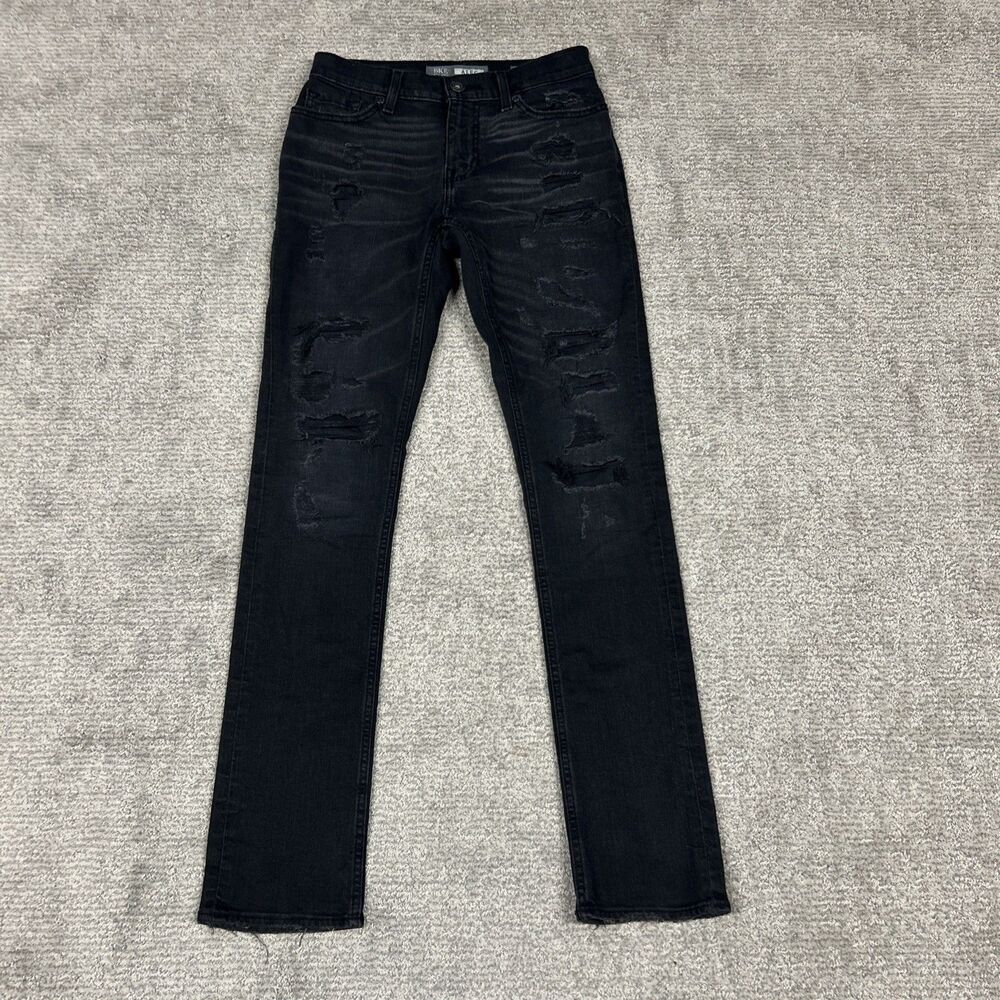 BKE Alec Jeans Mens 27 X 31.5 Black Slim Fit Stretch Straight Leg Distressed